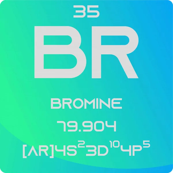 Bromine Halojen Kimyasal Element Periyodik Tablosu Basit Düz Kare Vektör — Stok Vektör
