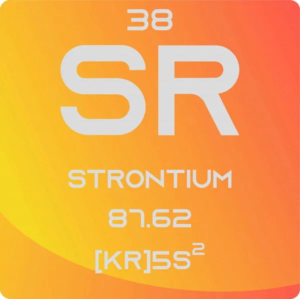 Stronsiyum Alkalin Toprak Metal Element Periyodik Tablosu Basit Düz Kare — Stok Vektör