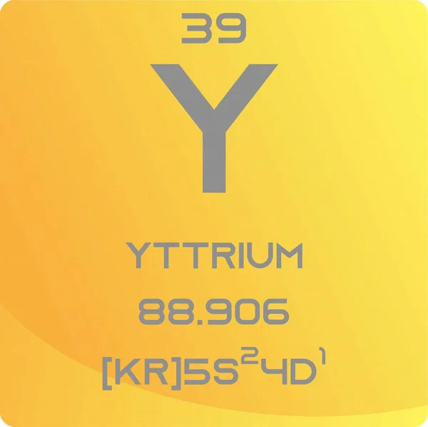 Yttrium Geçiş Metal Kimyasal Element Periyodik Tablosu Basit Düz Kare — Stok Vektör