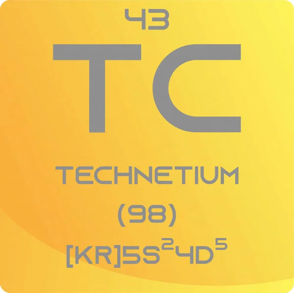 Technetium Metal Kimyasal Element Periyodik Tablosu Basit Düz Kare Vektör — Stok Vektör