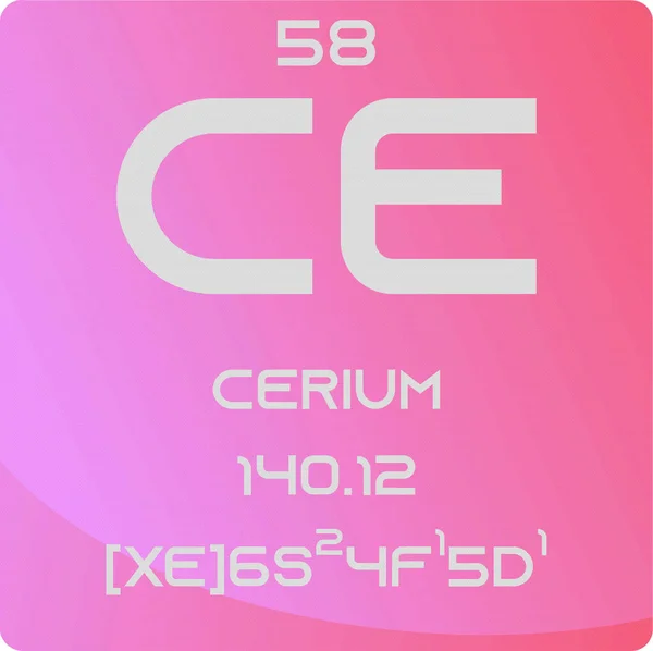 Cerium Lanthanide Chemical Element Tabla Periódica Ilustración Simple Vector Cuadrado — Vector de stock