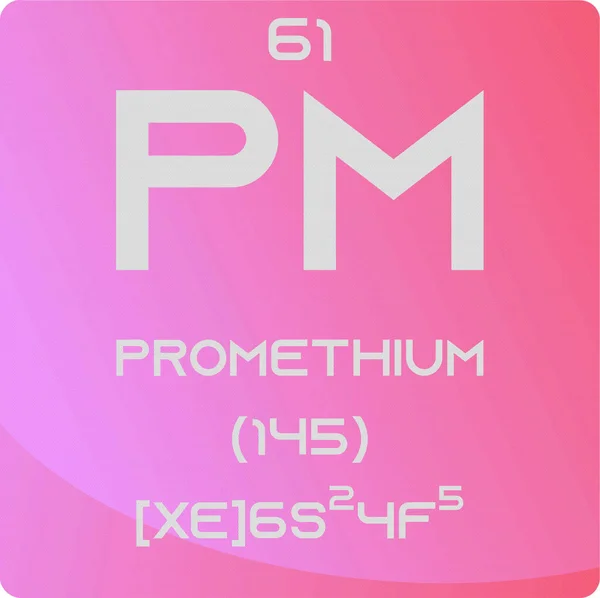 Promethium Lanthanide Chemical Element Tabla Periódica Ilustración Simple Vector Cuadrado — Vector de stock