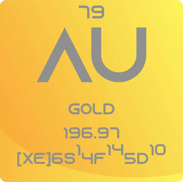 Gold Transition Metal Chemical Element Tabla Periódica Ilustración Simple Vector — Vector de stock