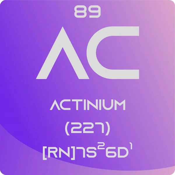 Actinium Actinoid Chemical Element Tabla Periódica Ilustración Simple Vector Cuadrado — Vector de stock