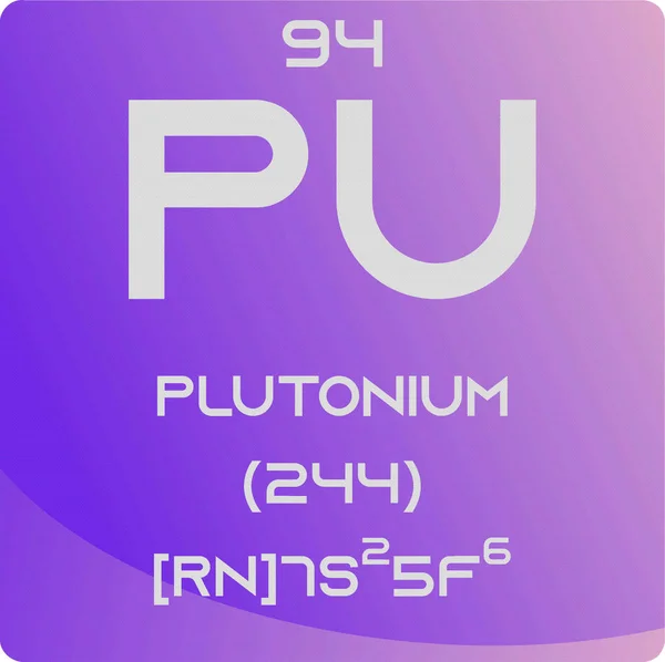 Pluton Actinoid Chemical Element Układ Okresowy Prosta Płaska Kwadratowa Ilustracja — Wektor stockowy