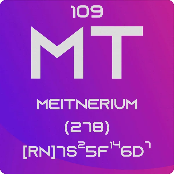 Meitnerium Elemento Chimico Tavola Periodica Semplice Illustrazione Vettoriale Quadrata Piatta — Vettoriale Stock