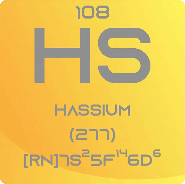 Hassium Geçiş Metal Kimyasal Element Periyodik Tablosu Basit Düz Kare — Stok Vektör