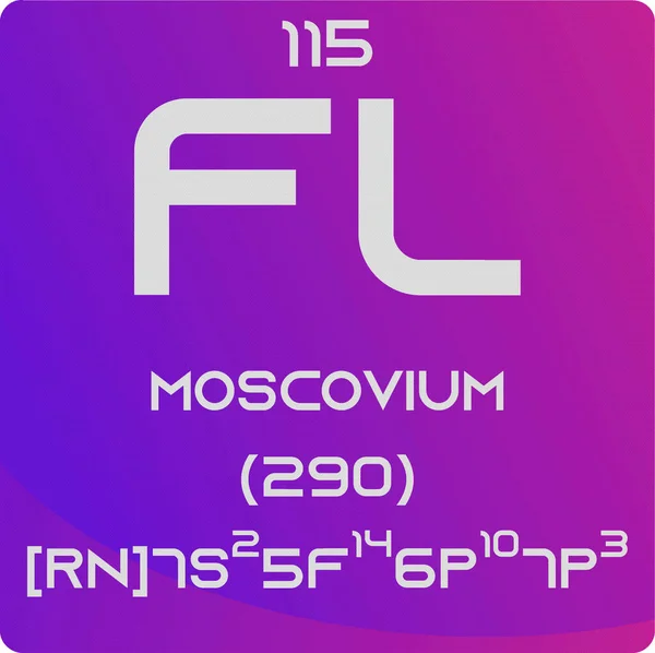 Moscovium Elemento Chimico Tavola Periodica Semplice Illustrazione Vettoriale Quadrata Piatta — Vettoriale Stock