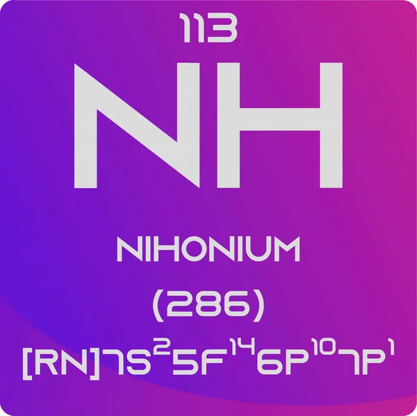 Nihonium Chemical Element Tabla Periódica Ilustración Simple Vector Cuadrado Plano — Vector de stock