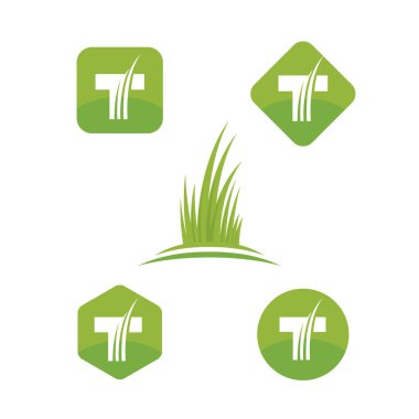 Artificial Turf Lawn and Garden Care Company Creative Design Element. Green Grass Landscaping Company Vector . Vector illustration