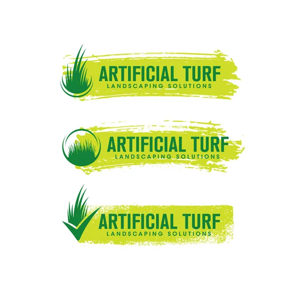 Artificial Turf Lawn Garden Care Company Creative Design Element Green — ストックベクタ