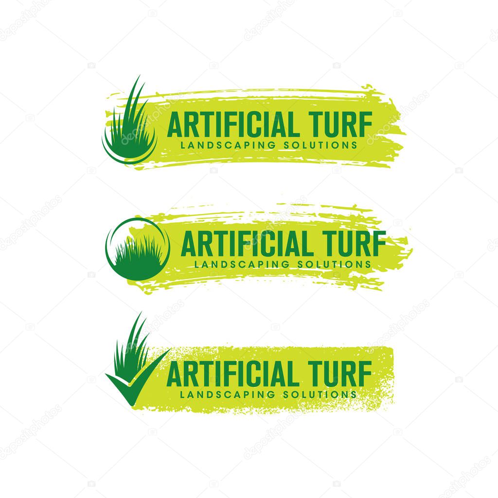 Artificial Turf Lawn and Garden Care Company Creative Design Element. Green Grass Landscaping Company Vector . Vector illustration