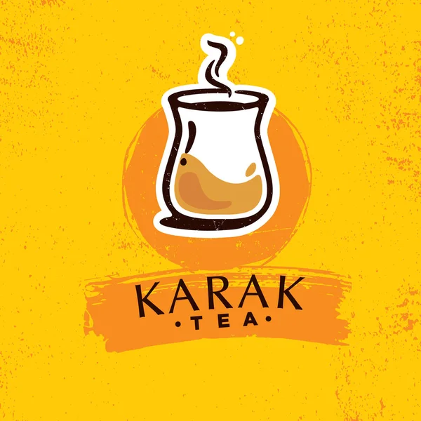 Karak Milk Chai Illustration Organic Background Spicy Hot Tea Design — Archivo Imágenes Vectoriales