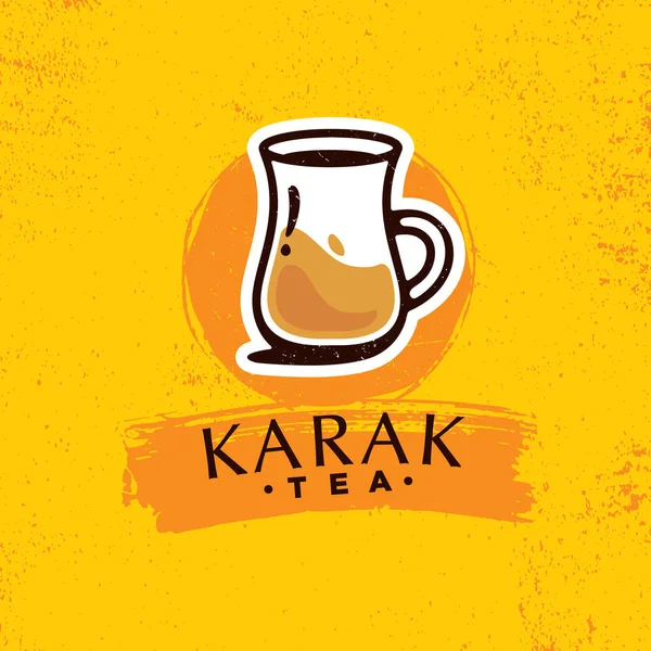 Karak Milk Chai Illustration Organic Background Spicy Hot Tea Design — Vetor de Stock