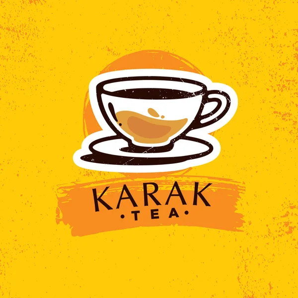 Karak Milk Chai Illustration Organic Background Spicy Hot Tea Design — Stockvektor