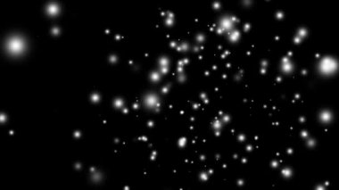 Video bileşimi için büyük kar taneleri, 4k 'de siyah zemin üzerinde kar taneleri