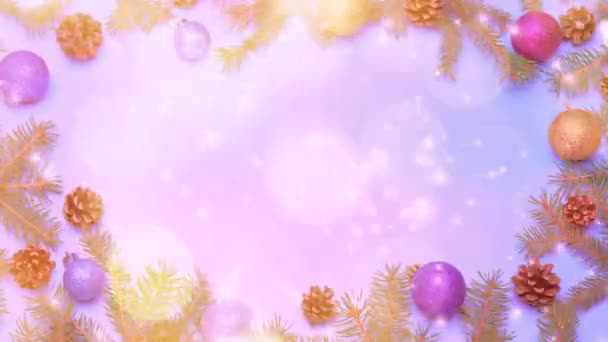 Fondo Mágico Navidad Con Hermoso Brillo Bokeh Decoraciones Espacio Copia — Vídeo de stock