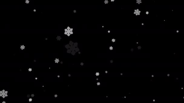 Падение Снежинки Композиции Черном Фоне Альфа Канал Рождественский Фон Снежинки — стоковое видео