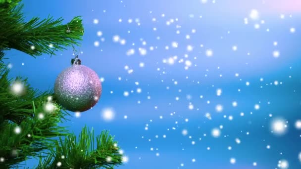 Sfondo Natale Con Fiocchi Neve Copiare Spazio Giocattolo Capodanno Sull — Video Stock