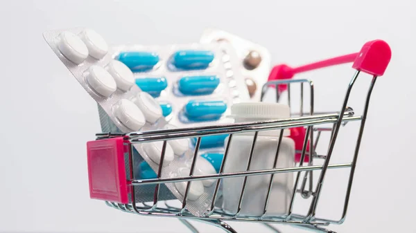 Comprimidos Frasco Cápsulas Medicamentos Medicamentos Carrito Supermercado —  Fotos de Stock