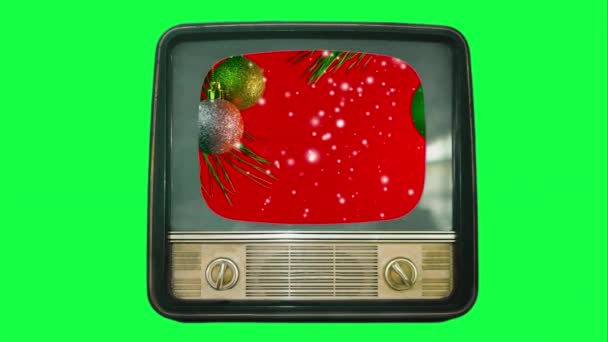 Weihnachten Hintergrund Der Chroma Taste Monitor Vintage Fernseher Mit Blauem — Stockvideo