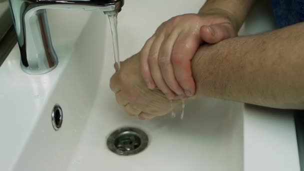 Coronavirus Pandemie Preventie Handen Wassen Met Warm Water Zeep Een — Stockvideo