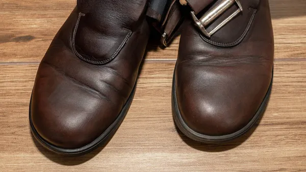 Sapatos Couro Vintage São Marrom — Fotografia de Stock