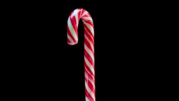 Lollipop Black Background Candy Spinning Lollipop Cane — Stock Video