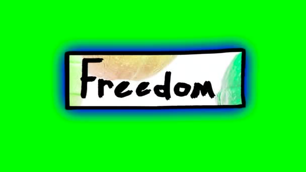 Poster Freiheit Animation Wort Freiheit Auf Grünem Chromakey Hintergrund — Stockvideo