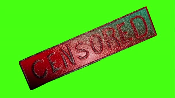 Sello Censura Sobre Fondo Croma Verde Palabra Censura Para Composición — Vídeos de Stock