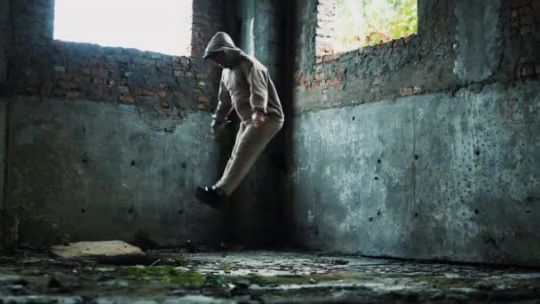 Man Soars Air Rope His Hands — Stock Video