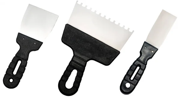 Набор Строительных Лопаток Изолирован Белом Фоне Пластиковый Нож — стоковое фото