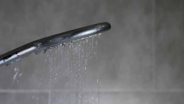 Accendendo Doccia Flusso Acqua Dal Soffione Della Doccia Bagno — Video Stock