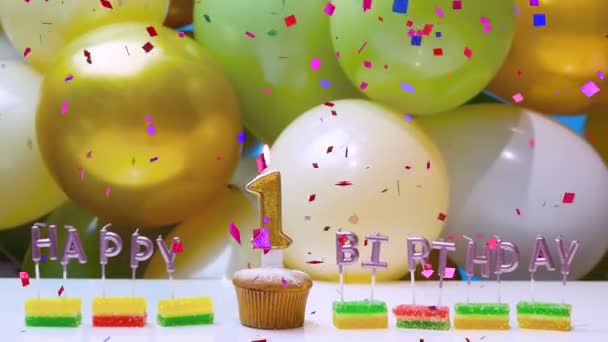 Urodzinowe Tło Dla Jednego Roku Życia Piękny Wygaszacz Świętowania Urodzin — Wideo stockowe