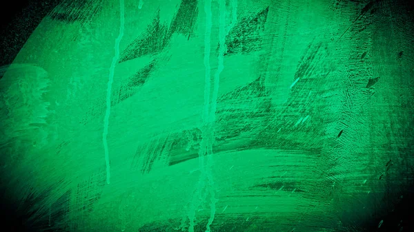Fond Sombre Avec Peinture Fissurée Vert Néon Espace Copie Fond — Photo