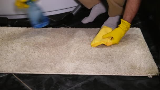 Cleaning Carpet Special Dirt Remover Remove Stain Floor Cleaning Agent — Stock Video