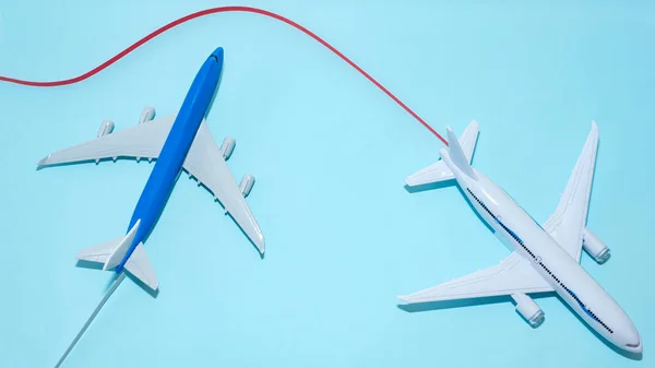 Airplane Flight Contrail Copy Space Travel Concept Avalanias Baner Model — стокове фото