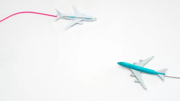 Illustration Airplanes Flying Contrail Copy Space Airline Travel Concept — Stockfoto