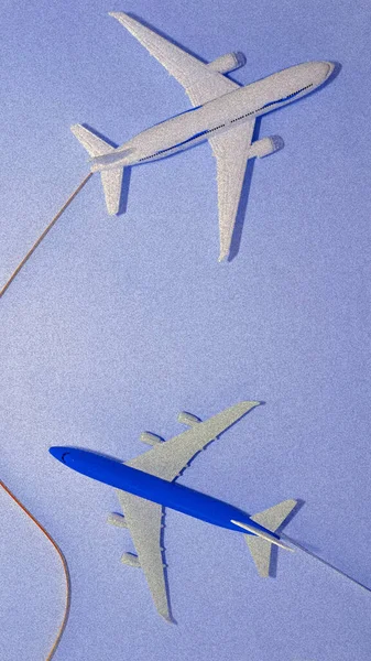 Illustration Airplane Model Flight Clouds Contrail Copy Space Airline Travel — Stockfoto