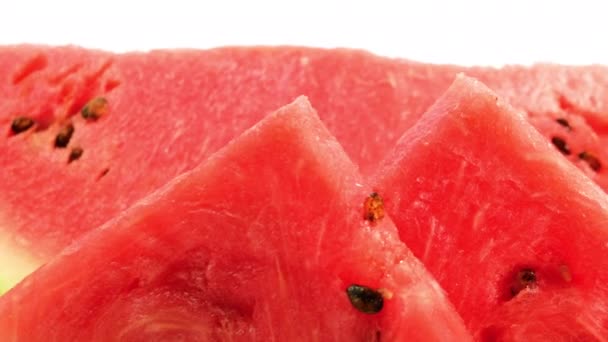 Naturlig Färsk Vattenmelon Snurrar Bordet Vattenmelonskivor — Stockvideo