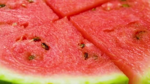 Pastèque Fraîche Naturelle Tourne Sur Table Tranches Pastèque — Video