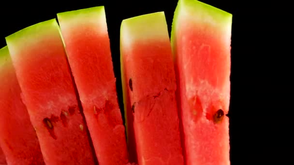 Natural Fresh Watermelon Spinning Table Watermelon Slices — Stock Video