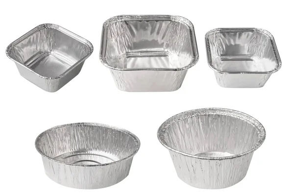 Foil Baking Cup Aluminum Cupcakes Dessert Cups Isolated White Background — Stock Photo, Image