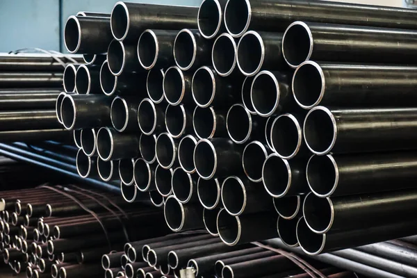 High Quality Galvanized Steel Pipe Aluminum Chrome Stainless Pipes Stack — Stock Photo, Image