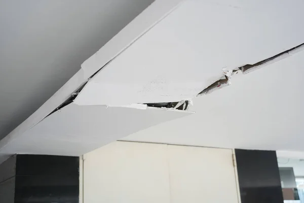 Ceiling panels broken and damage from car crash ,
