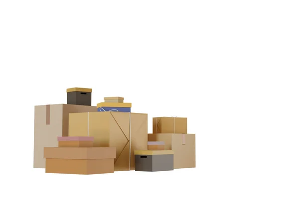 Коробка Посилок Кілька Коробок Білому Тлі Ілюстрація — стокове фото