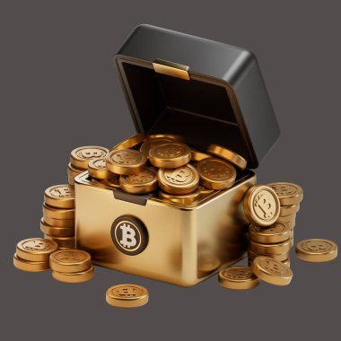Kripto Para Ödülü Kutusu. 3B görüntüleme