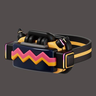 VR cihazı sarı şirin, alışılagelmişin dışında. 3B görüntüleme