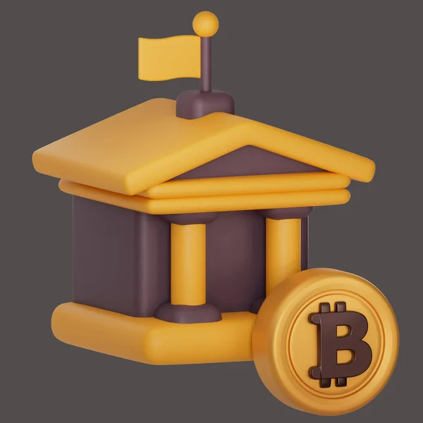 Bank Handlowy Bitcoin Renderowanie — Zdjęcie stockowe
