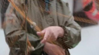 Balıkçı ağları çekiyor.